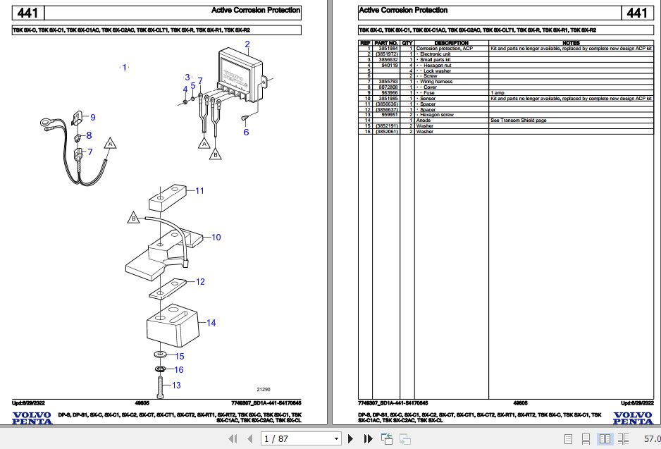 Volvo Penta Marine Drives Transmissions DP S to TSK SX CL Parts Catalog 1
