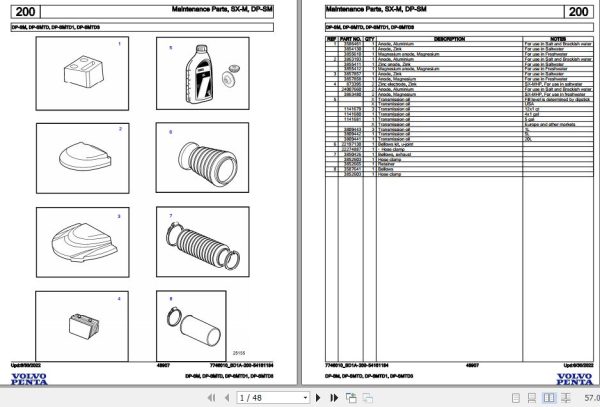 Volvo Penta Marine Drives Transmissions DP SM to DP SMTD3 Parts Catalog 1