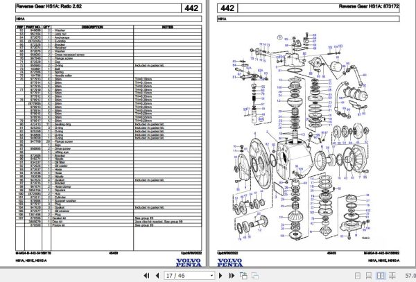 Volvo Penta Marine Drives Transmissions HS1A HS1E HS1E A Parts Catalog 2