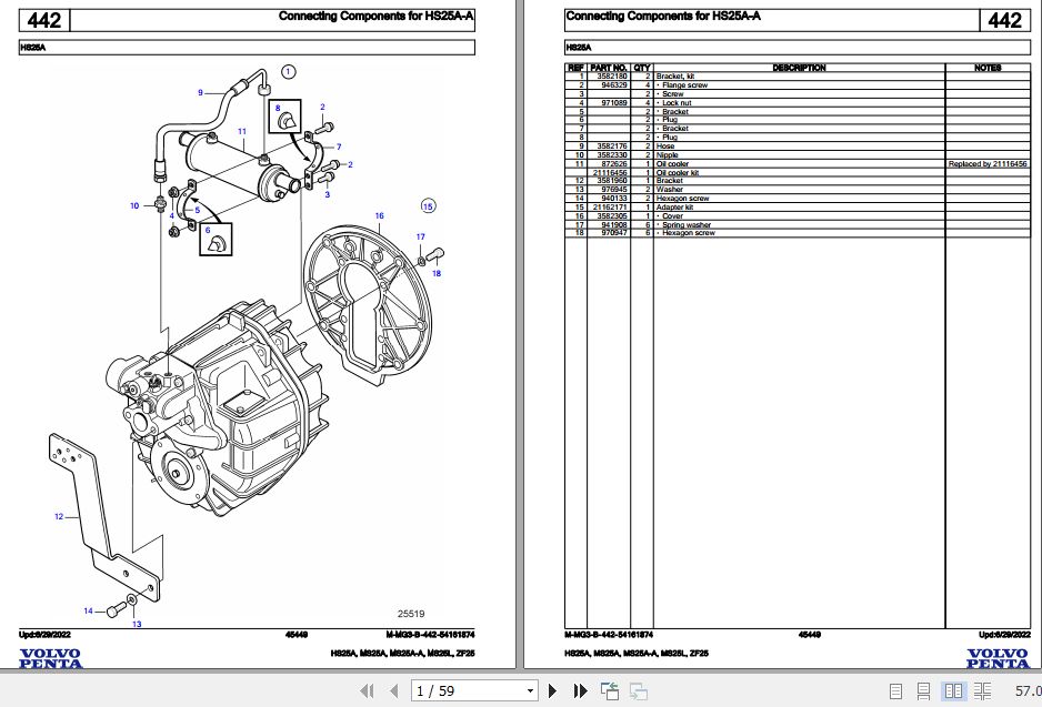 Volvo Penta Marine Drives Transmissions HS25A to ZF25 Parts Catalog 1
