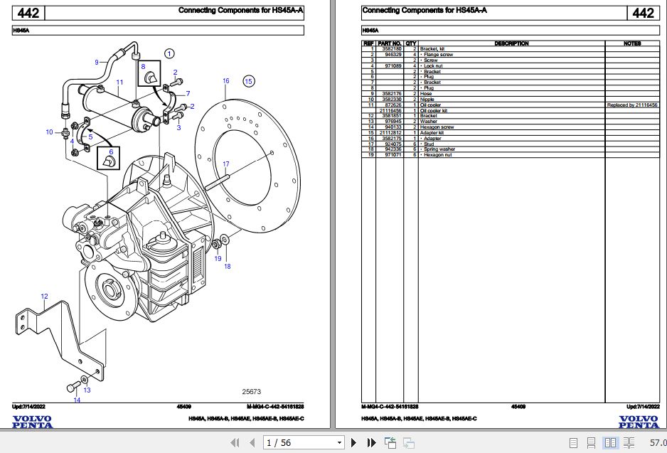 Volvo Penta Marine Drives Transmissions HS45A to HS45AE C Parts Catalog 1