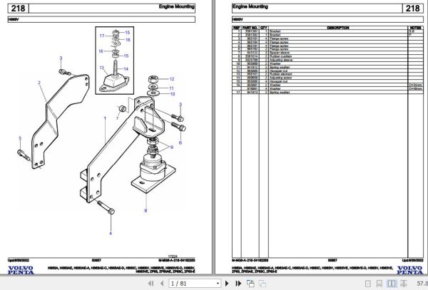Volvo Penta Marine Drives Transmissions HS63A to ZF63 E Parts Catalog 1