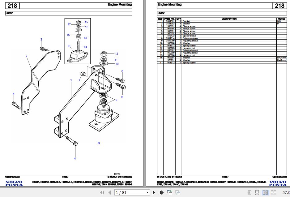 Volvo Penta Marine Drives Transmissions HS63A to ZF63 E Parts Catalog 1
