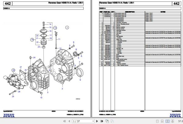 Volvo Penta Marine Drives Transmissions HS68A A HS68IV A ZF68 Parts Catalog 1