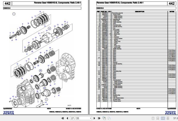 Volvo Penta Marine Drives Transmissions HS80AE to HS80VE Parts Catalog 2