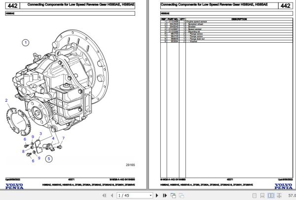 Volvo Penta Marine Drives Transmissions HS85AE to ZF280IVE Parts Catalog 1