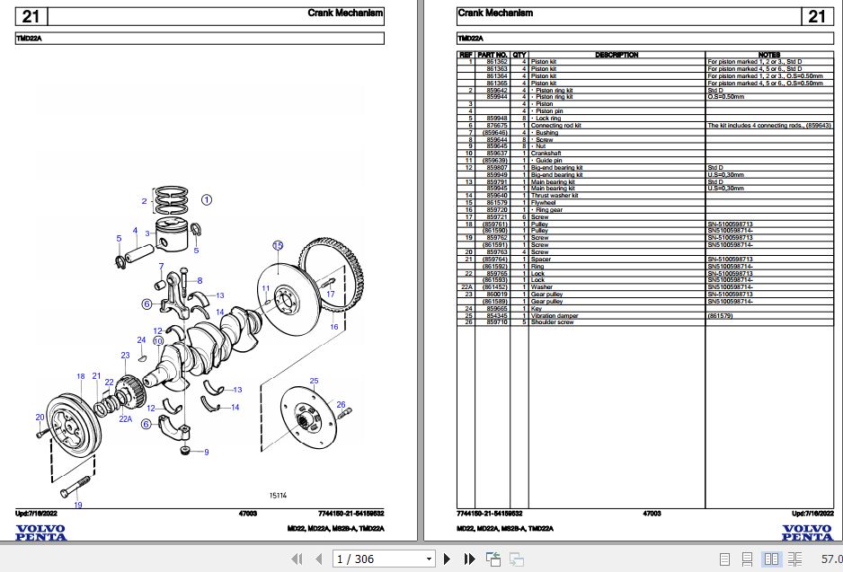 Volvo Penta Marine Drives Transmissions MD22 to TMD22A Parts Catalog 1