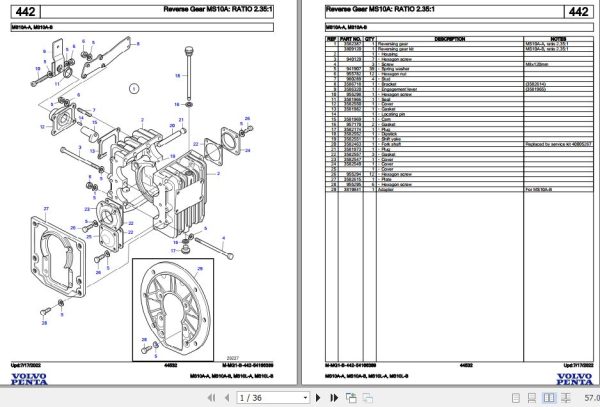 Volvo Penta Marine Drives Transmissions MS10A A to MS10L B Parts Catalog 1