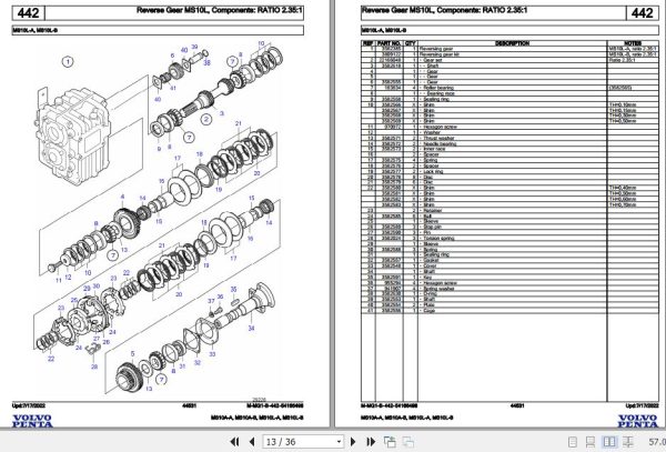 Volvo Penta Marine Drives Transmissions MS10A A to MS10L B Parts Catalog 2
