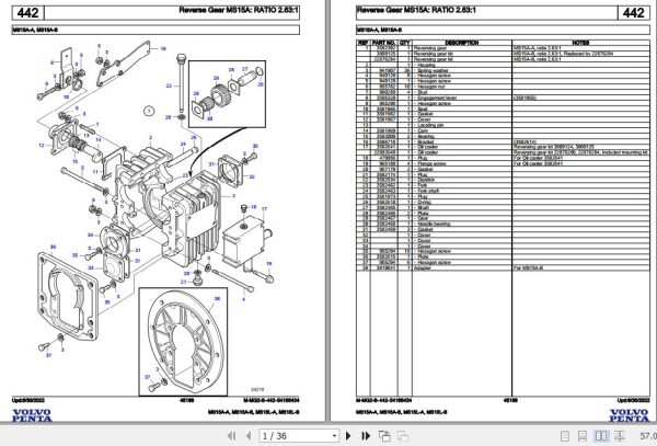 Volvo Penta Marine Drives Transmissions MS15A A to MS15L B Parts Catalog 1