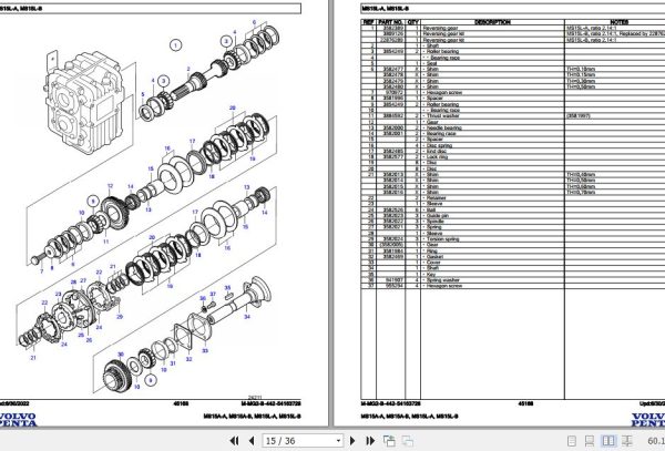 Volvo Penta Marine Drives Transmissions MS15A A to MS15L B Parts Catalog 2