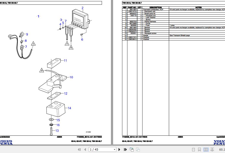 Volvo Penta Marine Drives Transmissions SX S to TSK SX SLT Parts Catalog 1