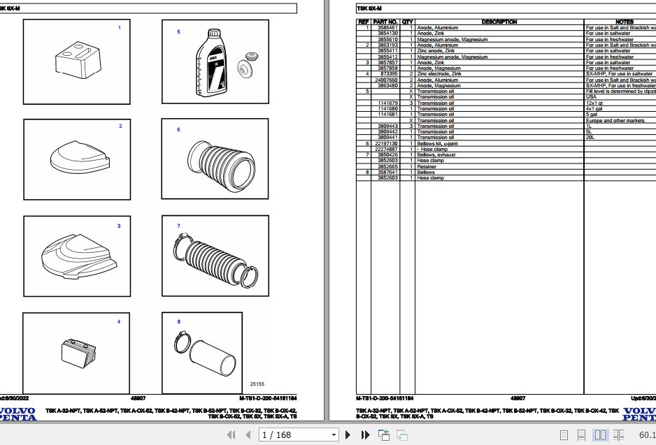 Volvo Penta Marine Drives Transmissions TSK A 32 NPT to TS Parts Catalog 1