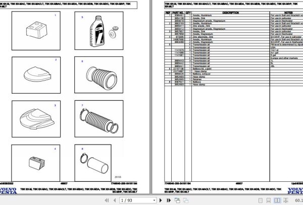 Volvo Penta Marine Drives Transmissions TSK SX M to TSK SX MLT Parts Catalog 1