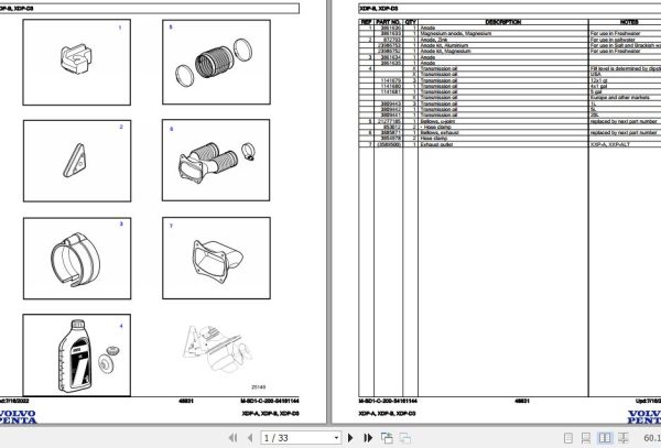 Volvo Penta Marine Drives Transmissions XDP A XDP B XDP D3 Parts Catalog 1