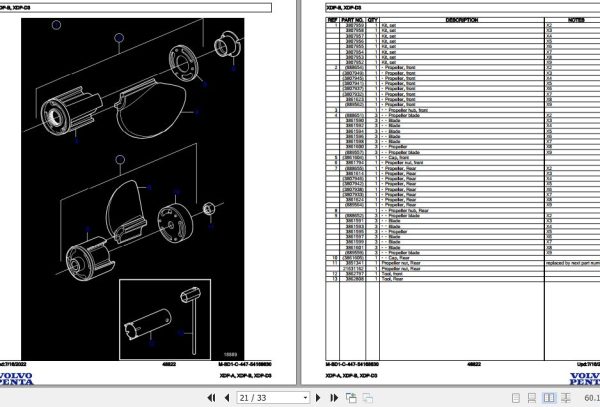 Volvo Penta Marine Drives Transmissions XDP A XDP B XDP D3 Parts Catalog 2
