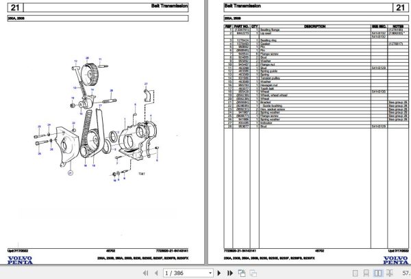 Volvo Penta Marine Gasoline Engines 230A to B230FX Parts Catalog 1