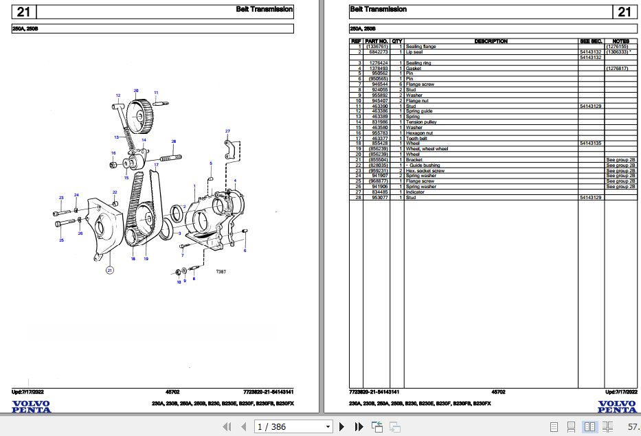 Volvo Penta Marine Gasoline Engines 230A to B230FX Parts Catalog 1
