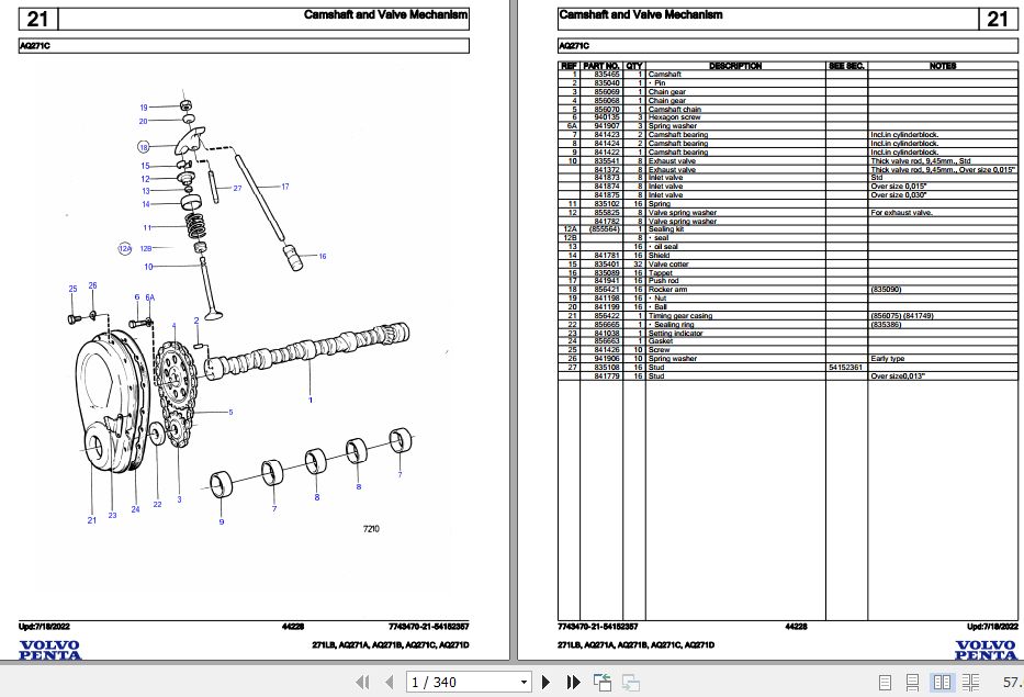 Volvo Penta Marine Gasoline Engines 271LB to AQ271D Parts Catalog 1