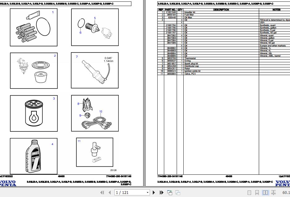 Volvo Penta Marine Gasoline Engines 3.0GLM A to 3.0GSP C Parts Catalog 1