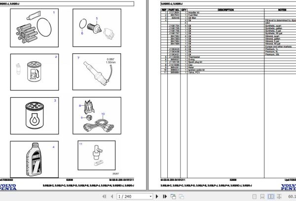 Volvo Penta Marine Gasoline Engines 3.0GLM C to 3.0GXi J Parts Catalog 1