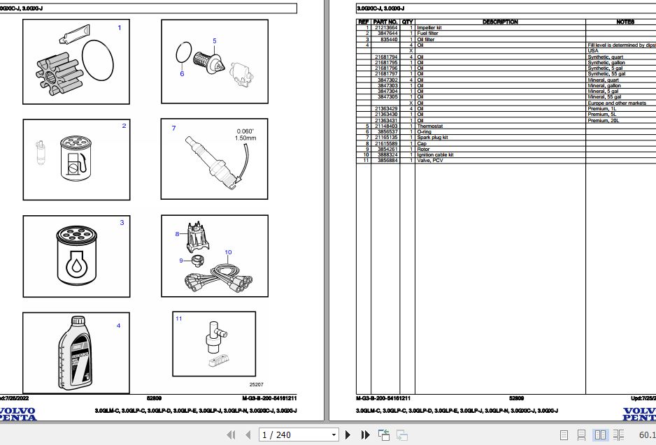 Volvo Penta Marine Gasoline Engines 3.0GLM C to 3.0GXi J Parts Catalog 1