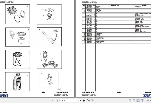 Volvo Penta Marine Gasoline Engines 3.0GLMMDA 3.0GSPMDA Parts Catalog 1
