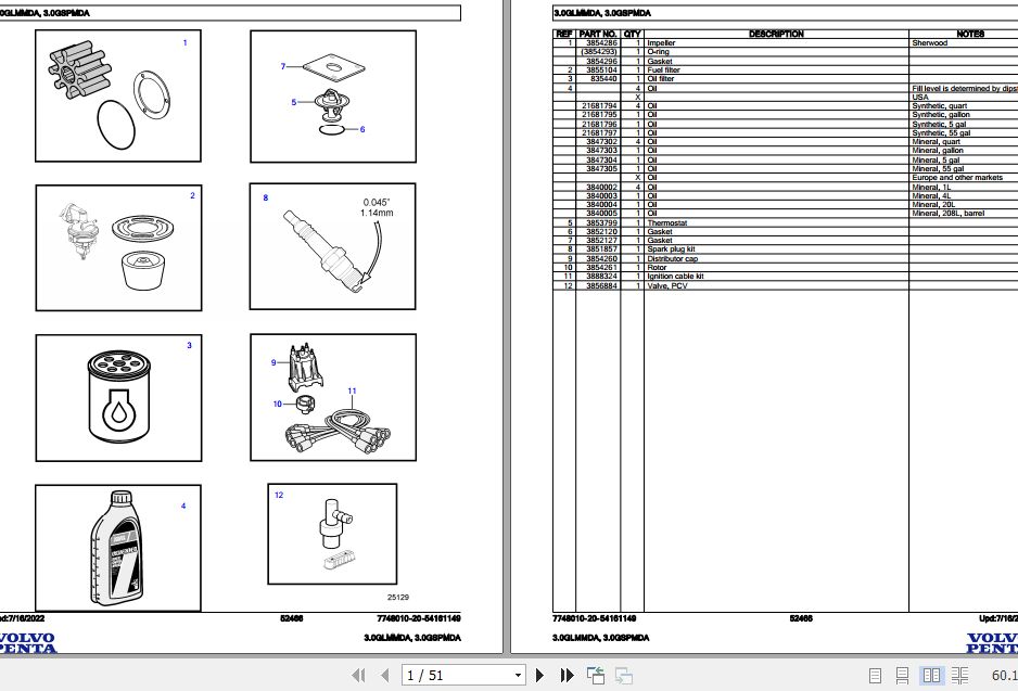 Volvo Penta Marine Gasoline Engines 3.0GLMMDA 3.0GSPMDA Parts Catalog 1