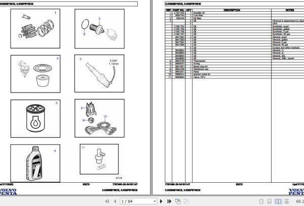 Volvo Penta Marine Gasoline Engines 3.0GSMBYMCE 3.0GSPBYMCE Parts Catalog 1
