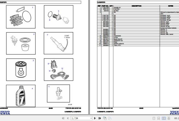 Volvo Penta Marine Gasoline Engines 3.0GSMEFS 3.0GSPEFS Parts Catalog 1