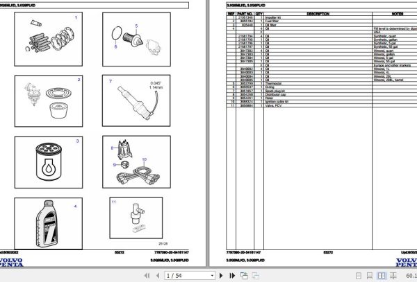 Volvo Penta Marine Gasoline Engines 3.0GSMLKD 3.0GSPLKD Parts Catalog 1