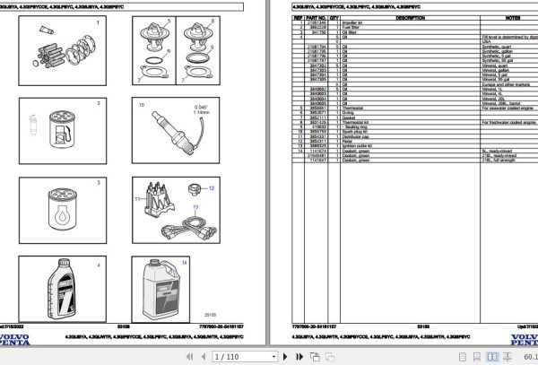 Volvo Penta Marine Gasoline Engines 4.3GIJBYA to 4.3GSPBYC Parts Catalog 1