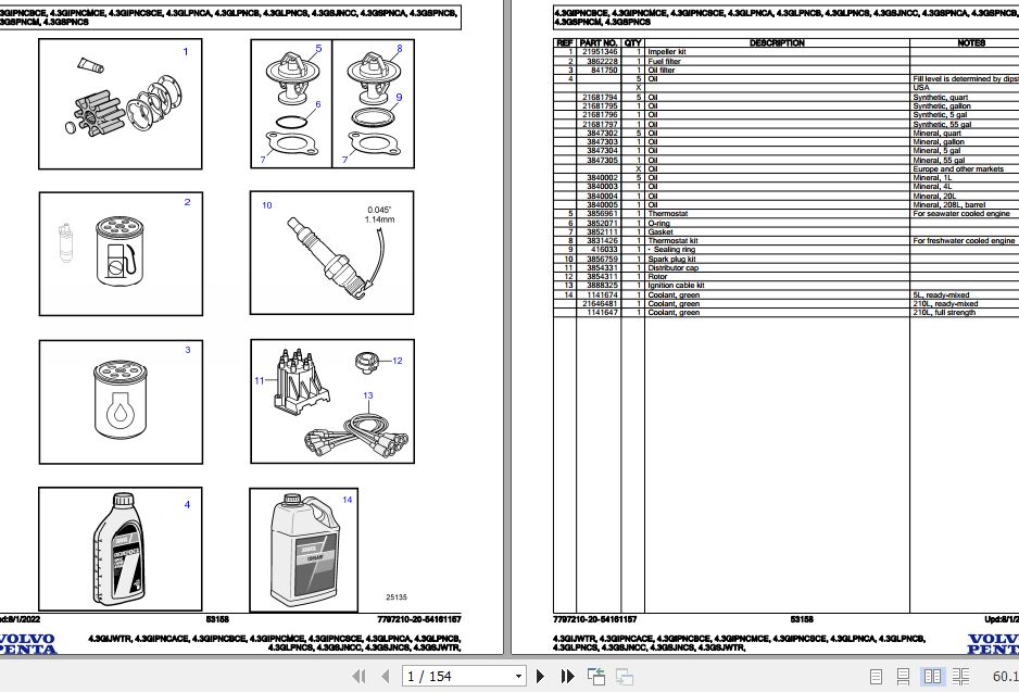 Volvo Penta Marine Gasoline Engines 4.3GIJWTR to 4.3GSJNCS Parts Catalog 1