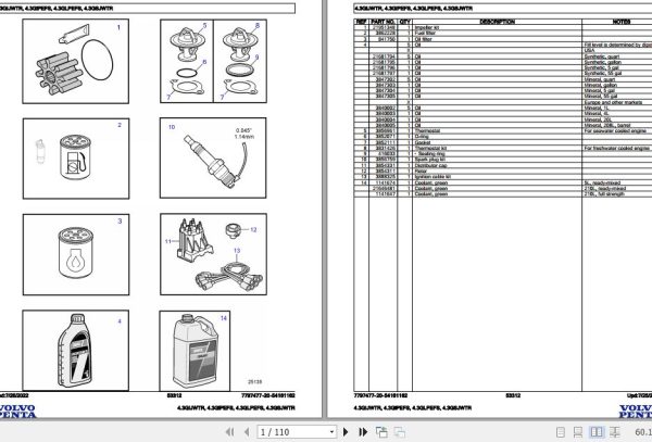 Volvo Penta Marine Gasoline Engines 4.3GIJWTR to 4.3GSJWTR Parts Catalog 1