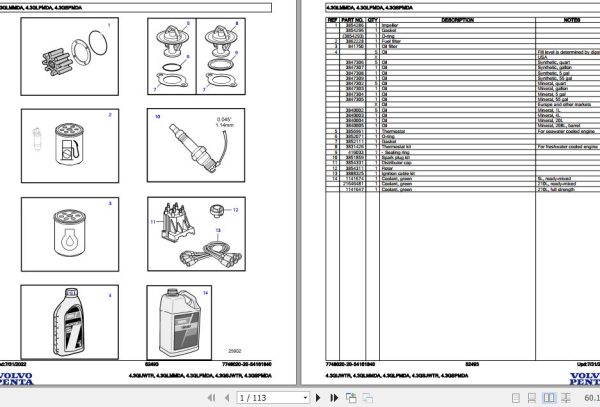 Volvo Penta Marine Gasoline Engines 4.3GIJWTR to 4.3GSPMDA Parts Catalog 1