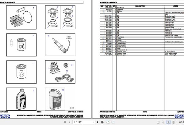 Volvo Penta Marine Gasoline Engines 4.3GIJWTR to 5.7GSICPL Parts Catalog 1