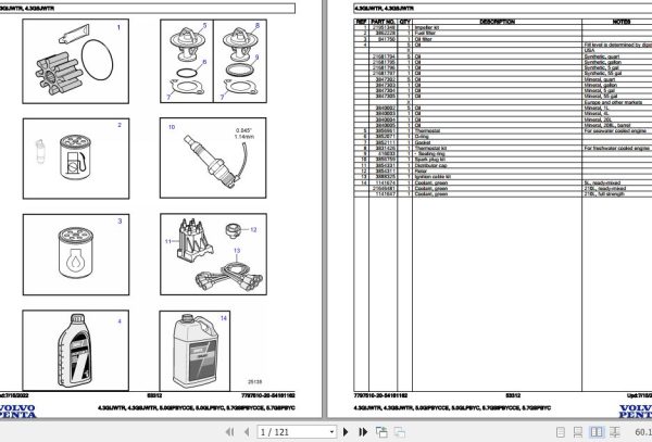 Volvo Penta Marine Gasoline Engines 4.3GIJWTR to 5.7GSPBYC Parts Catalog 1