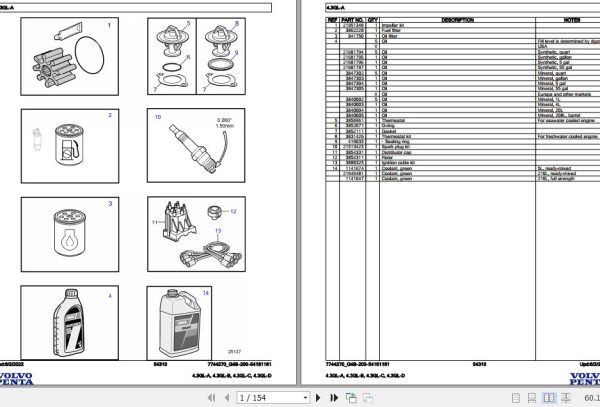 Volvo Penta Marine Gasoline Engines 4.3GL A to 4.3GL D Parts Catalog 1