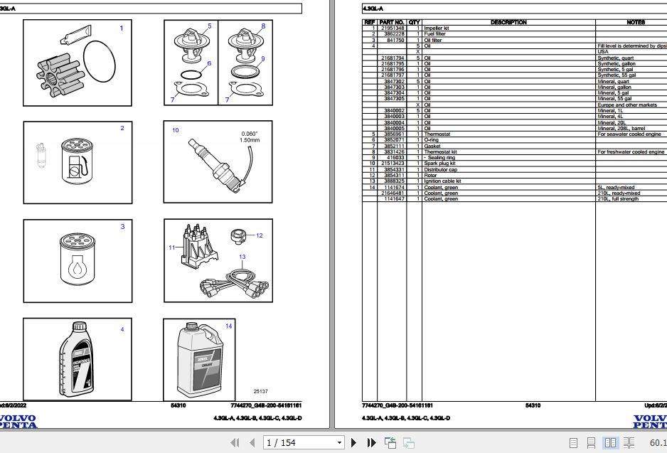 Volvo Penta Marine Gasoline Engines 4.3GL A to 4.3GL D Parts Catalog 1