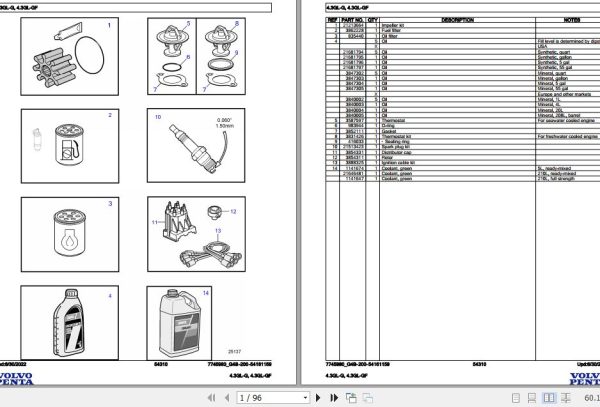 Volvo Penta Marine Gasoline Engines 4.3GL G 4.3GL GF Parts Catalog 1