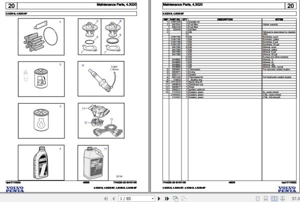 Volvo Penta Marine Gasoline Engines 4.3GXi B to 4.3OSi BF Parts Catalog 1