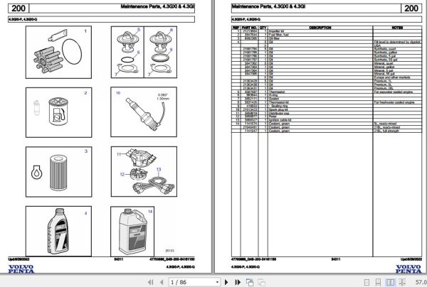Volvo Penta Marine Gasoline Engines 4.3GXi P 4.3GXi Q Parts Catalog 1