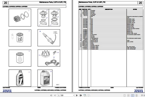 Volvo Penta Marine Gasoline Engines 5.0FiPMDA to 5.8FiPMDM Parts Catalog 1