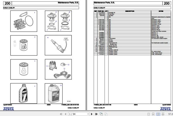 Volvo Penta Marine Gasoline Engines 5.0GL F 5.0GL FF Parts Catalog 1