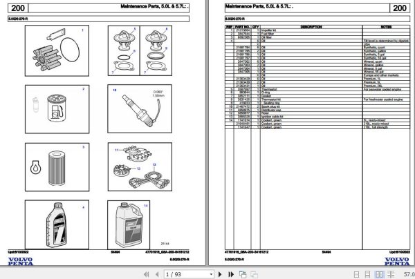 Volvo Penta Marine Gasoline Engines 5.0GXi 270 R Parts Catalog 1