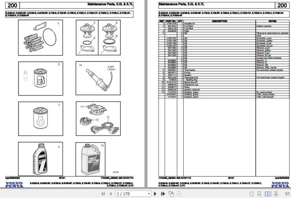 Volvo Penta Marine Gasoline Engines 5.0GXi B to 5.7O Parts Catalog 1