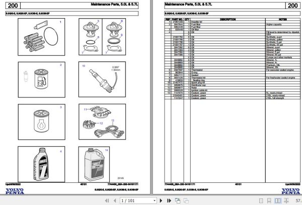 Volvo Penta Marine Gasoline Engines 5.0GXi E to 5.0OSi EF Parts Catalog 1