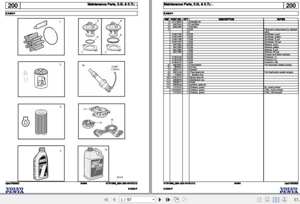 Volvo Penta Marine Gasoline Engines 5.0GXi P Parts Catalog 1