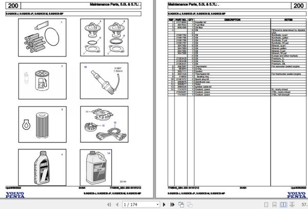 Volvo Penta Marine Gasoline Engines 5.0GXiCE J to 5.0GXiCE MF Parts Catalog 1