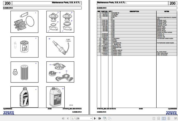 Volvo Penta Marine Gasoline Engines 5.0GXiE 270 R Parts Catalog 1
